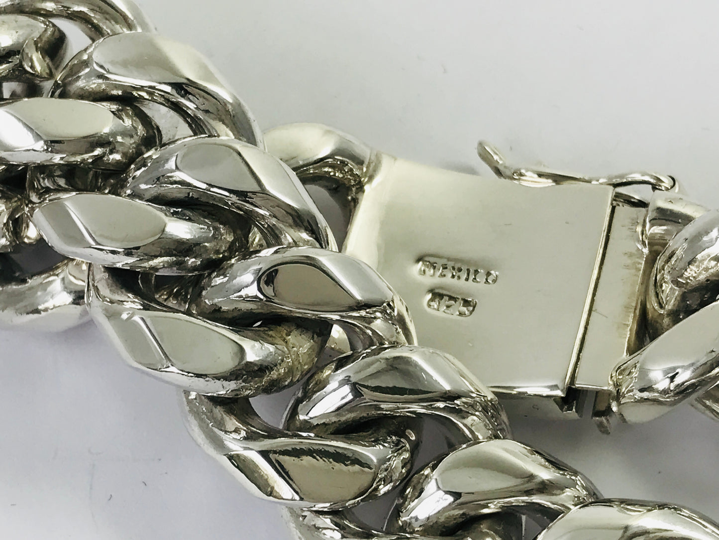 Magnificent Taxco Mexico 925 Sterling Silver Curb Chain Bracelet. 7.9" 283 grams
