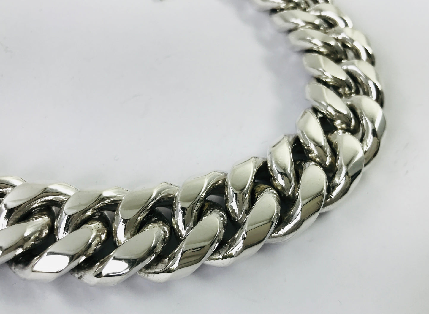 Magnificent Taxco Mexico 925 Sterling Silver Curb Chain Bracelet. 7.9" 283 grams