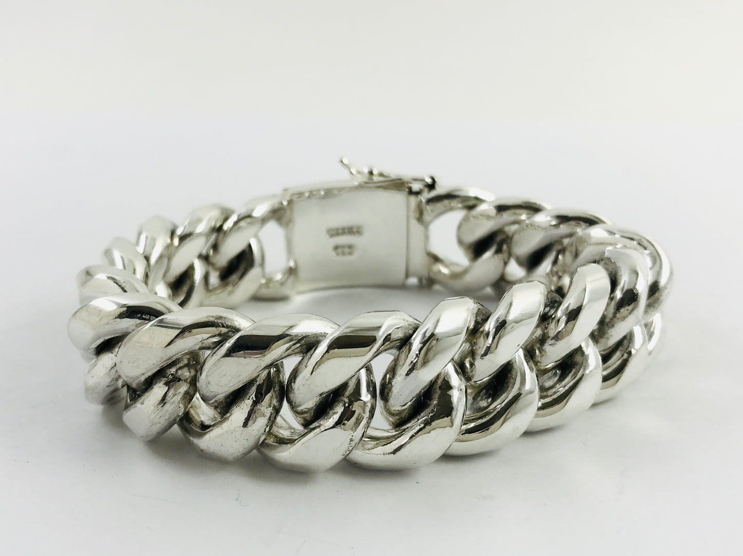 Magnificent Taxco Mexico 925 Sterling Silver Curb Chain Bracelet. 8.3" 286 grams
