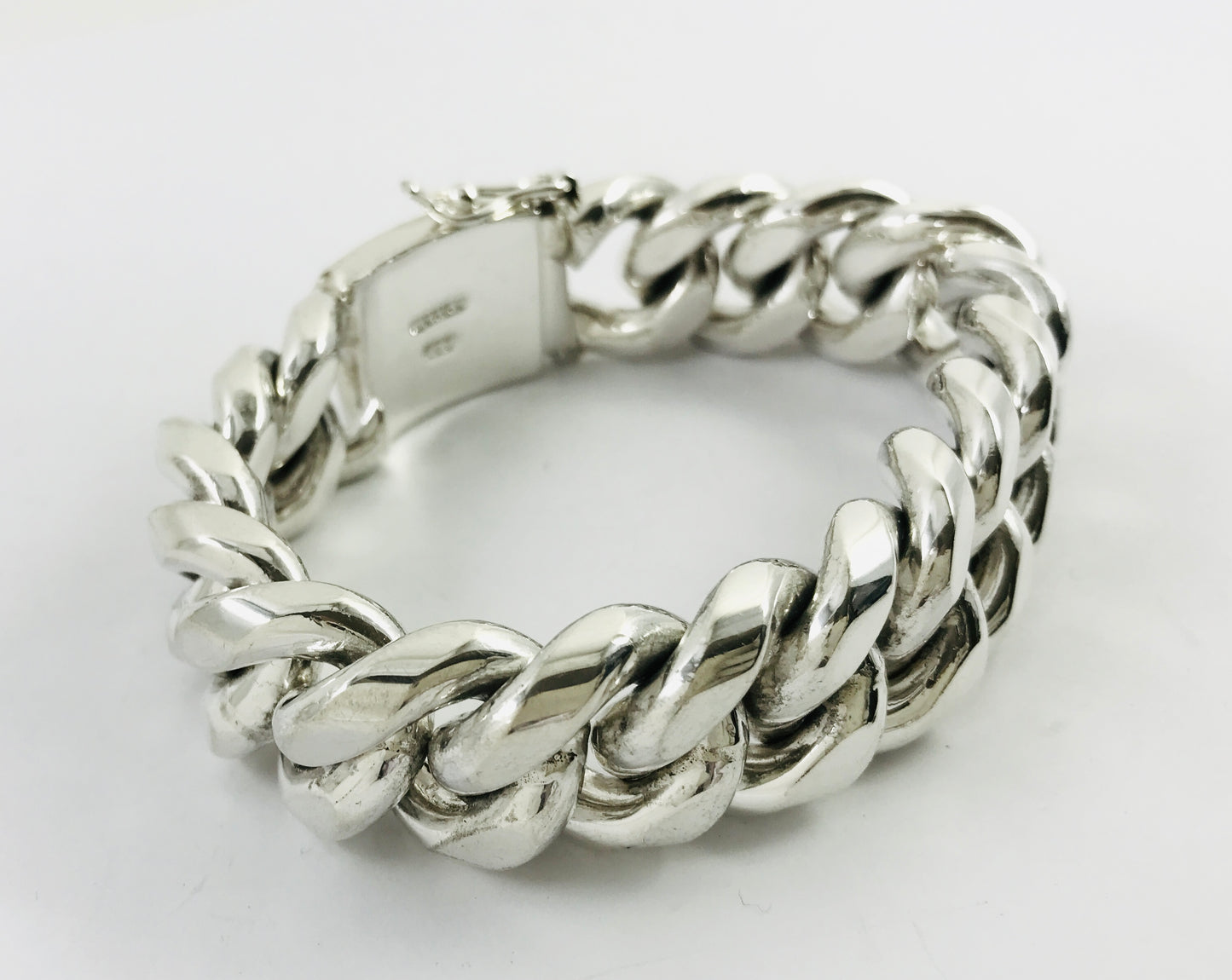 Magnificent Taxco Mexico 925 Sterling Silver Curb Chain Bracelet. 8.3" 286 grams