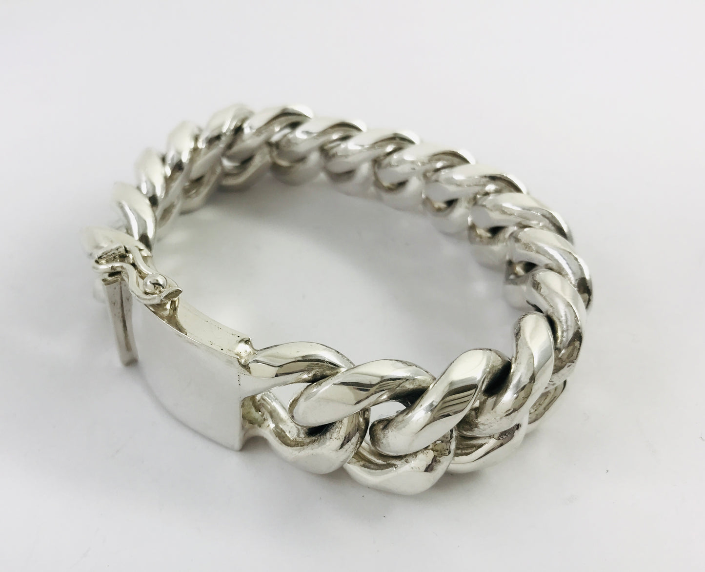 Magnificent Taxco Mexico 925 Sterling Silver Curb Chain Bracelet. 8.3" 286 grams