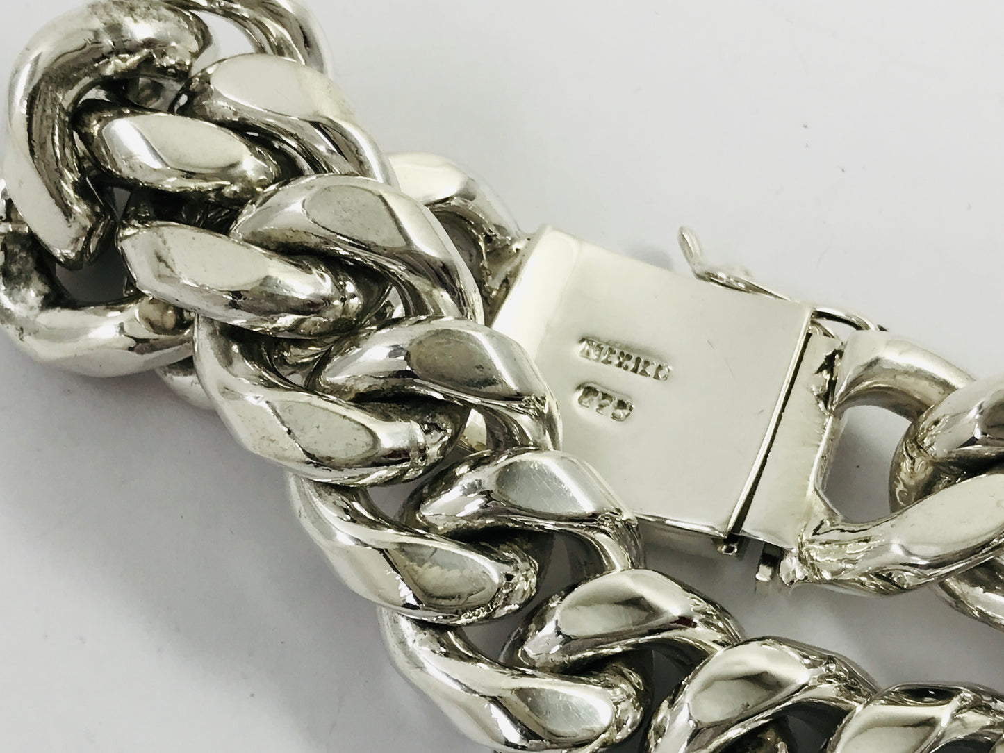 Magnificent Taxco Mexico 925 Sterling Silver Curb Chain Bracelet. 8.3" 286 grams