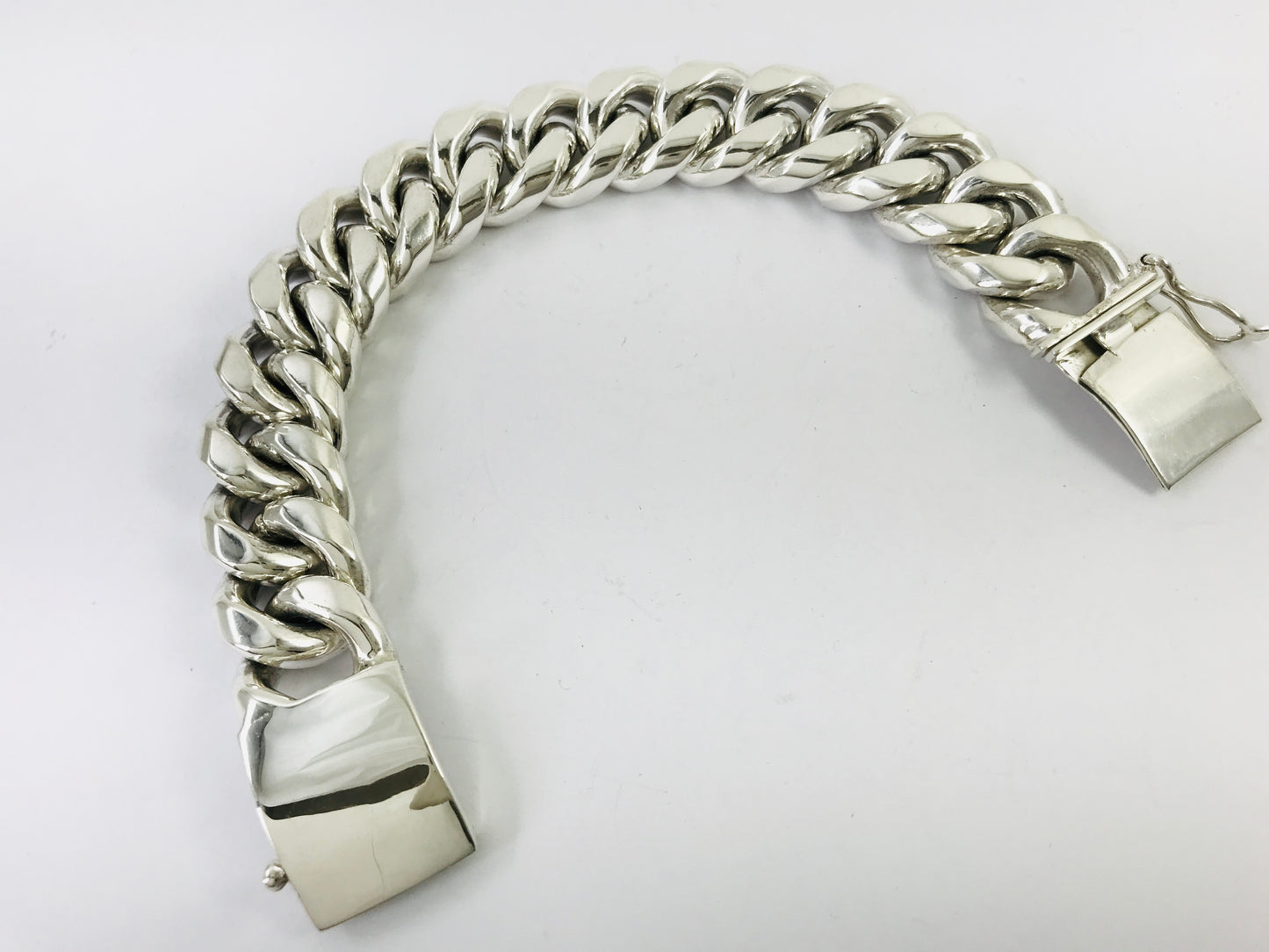 Magnificent Taxco Mexico 925 Sterling Silver Curb Chain Bracelet. 8.3" 286 grams