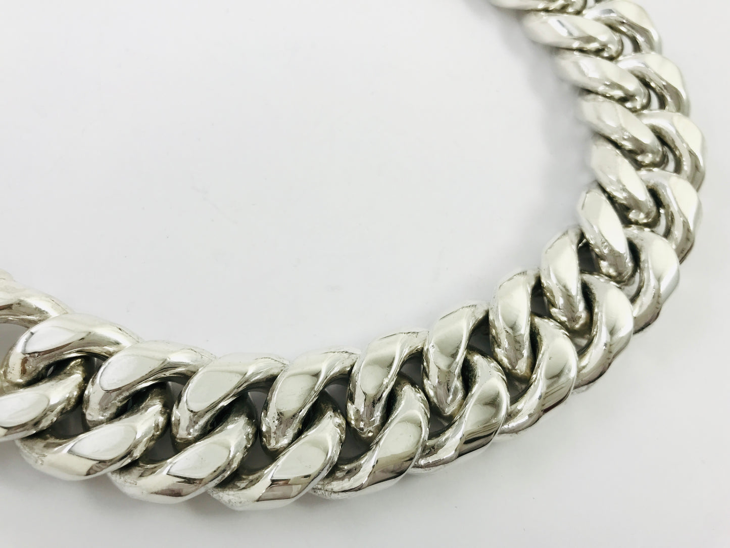 Magnificent Taxco Mexico 925 Sterling Silver Curb Chain Bracelet. 8.3" 286 grams
