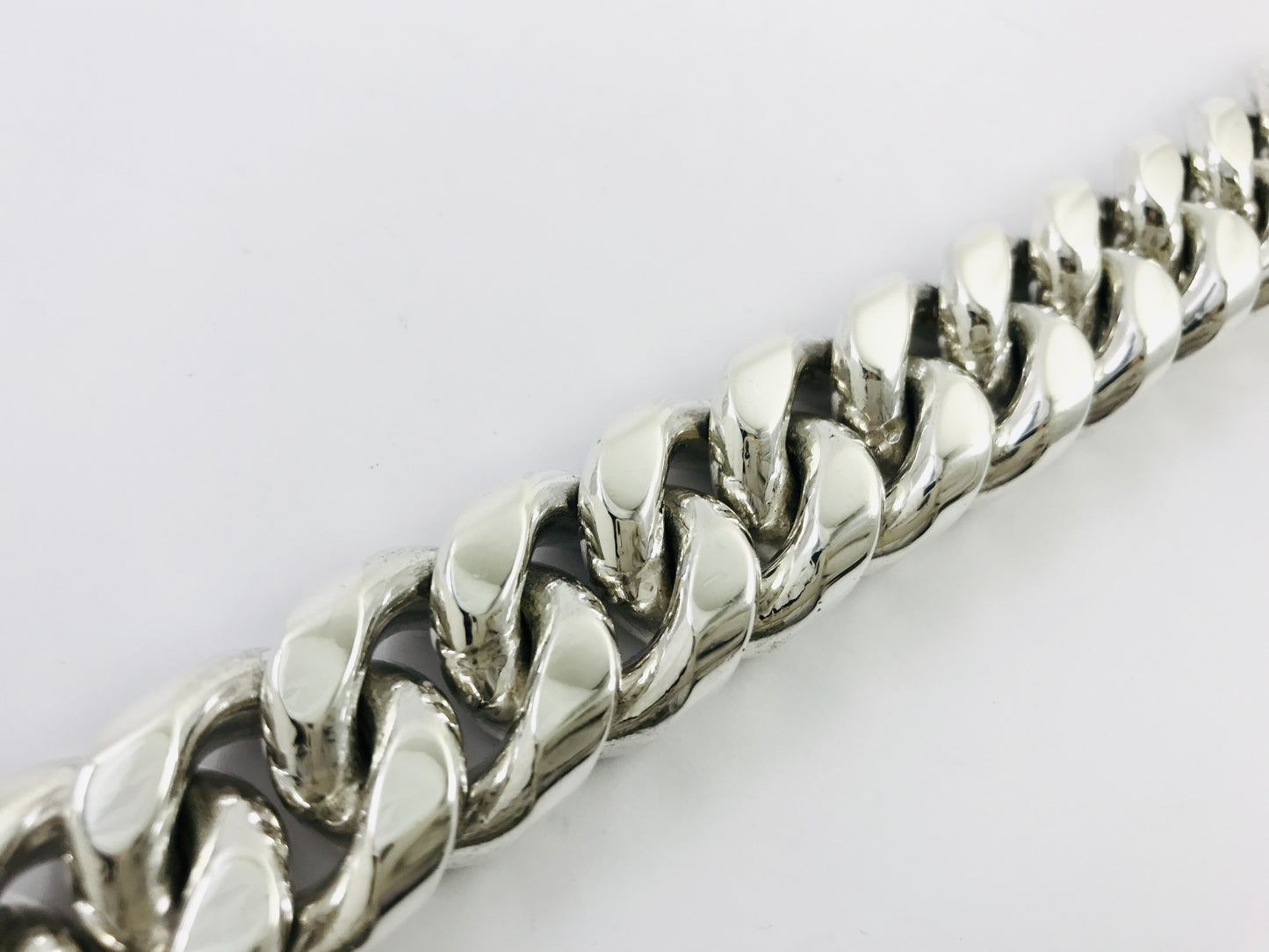 Big Heavy Taxco Mexico 925 Sterling Silver Curb Chain Bracelet. 8.7", 305 grams