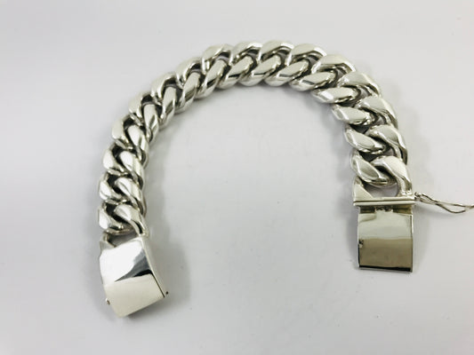 Magnificent Taxco Mexico 925 Sterling Silver Curb Chain Bracelet. 8.7" 290 grams