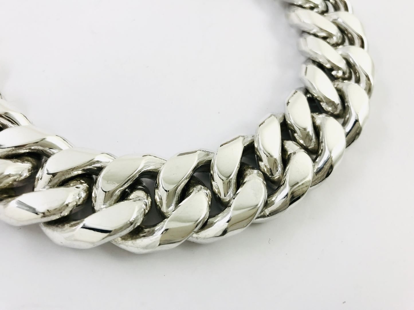 Magnificent Taxco Mexico 925 Sterling Silver Curb Chain Bracelet. 8.7" 290 grams