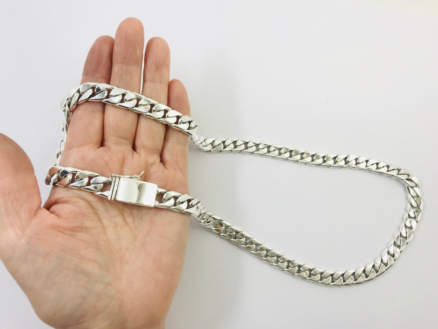 Heavy Long Taxco, Mexican 925 Sterling Silver Curb Chain Necklace. 165 g, 26"