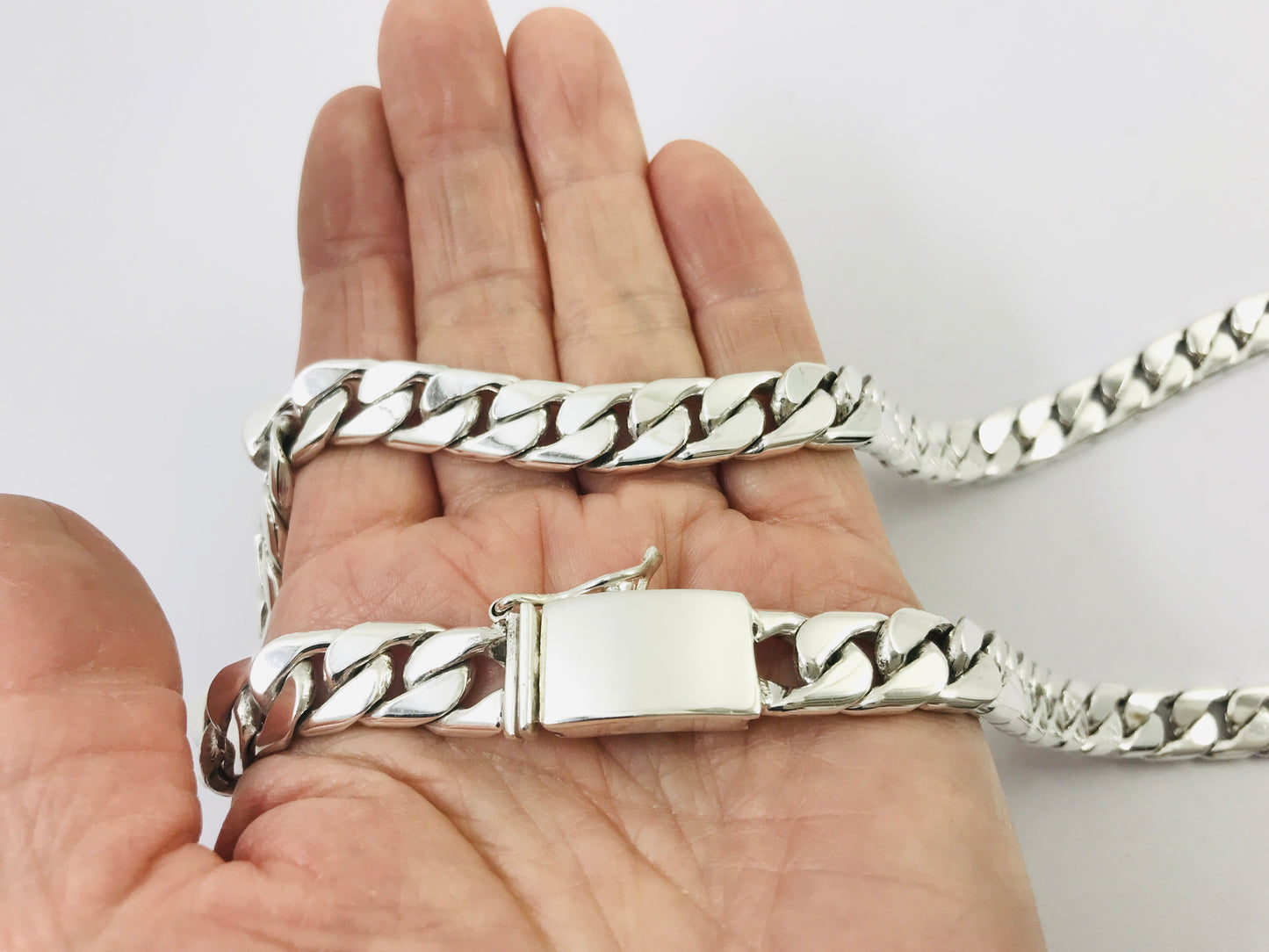 Heavy Long Taxco, Mexican 925 Sterling Silver Curb Chain Necklace. 165 g, 26"