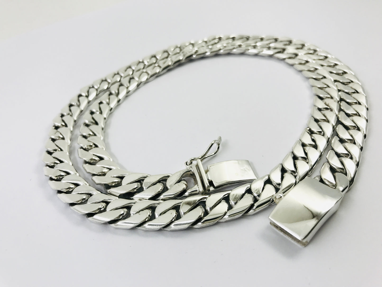 Long Taxco Mexican 925 Sterling Silver Curb Chain Necklace. 28", 71cm, 179 grams