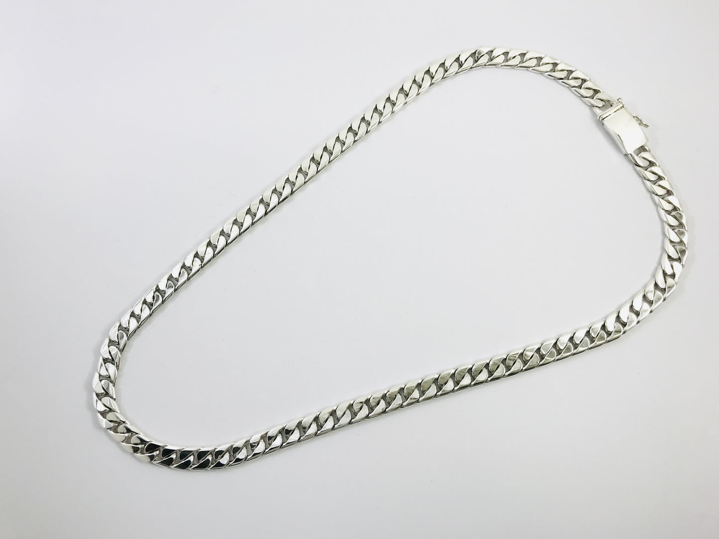 Long Taxco Mexican 925 Sterling Silver Curb Chain Necklace. 28", 71cm, 179 grams
