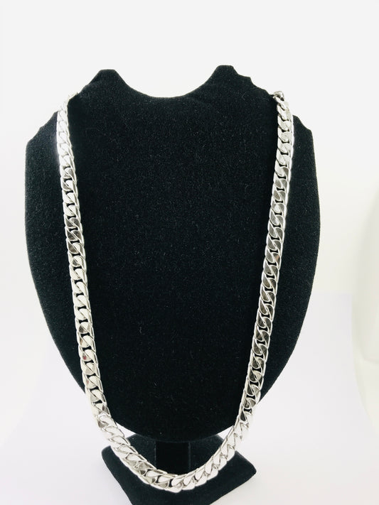 Long Taxco Mexican 925 Sterling Silver Curb Chain Necklace. 28", 71cm, 179 grams