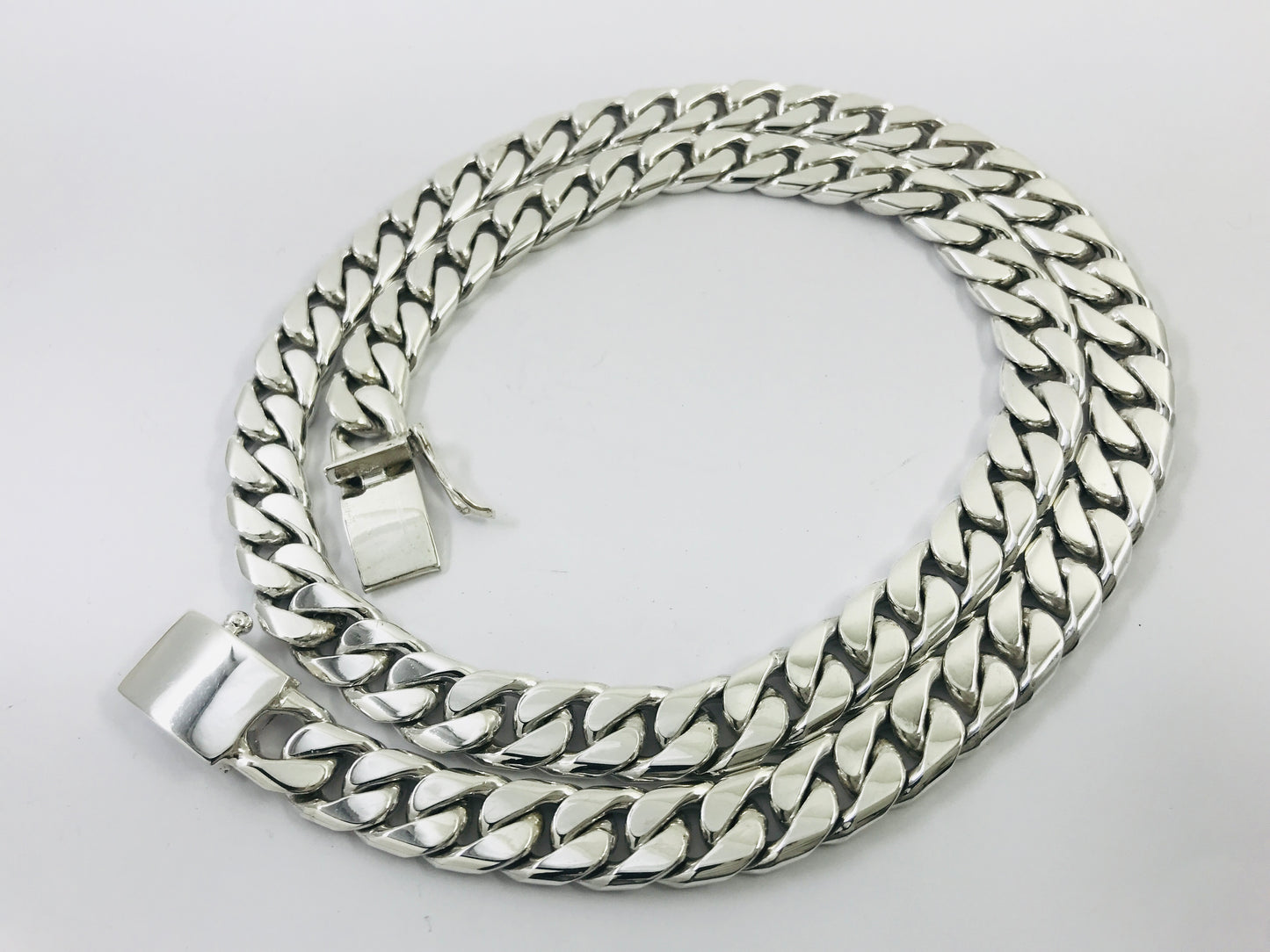 Heavy Long Taxco, Mexican 925 Sterling Silver Curb Chain Necklace. 243 g, 28"