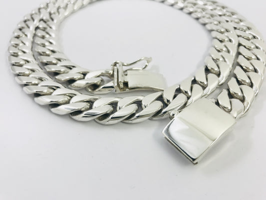 Heavy Taxco Mexican 925 Sterling Silver Curb Chain Necklace. 28" 71cm, 243 grams