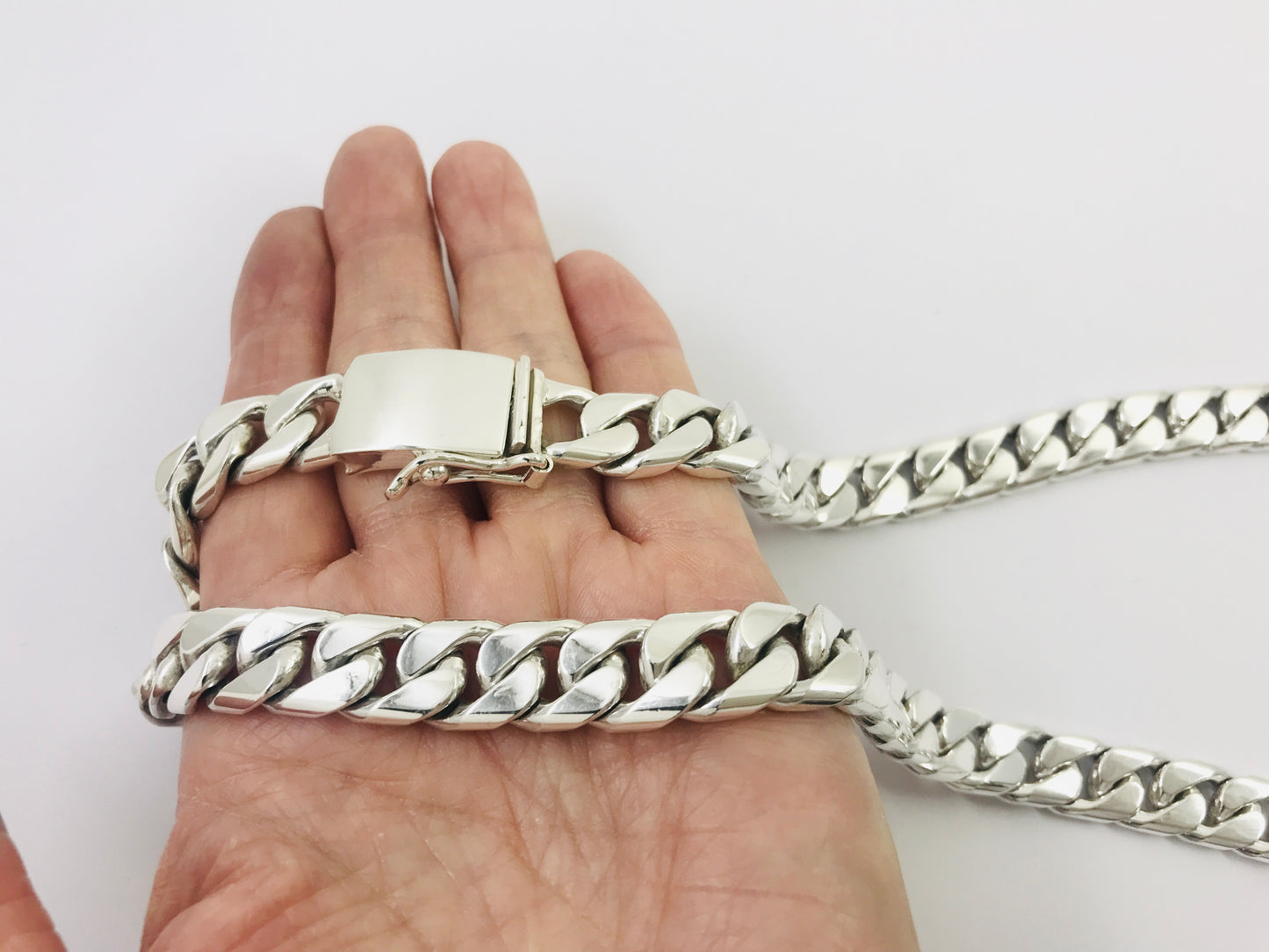 Heavy Long Taxco, Mexican 925 Sterling Silver Curb Chain Necklace. 179 g, 28"