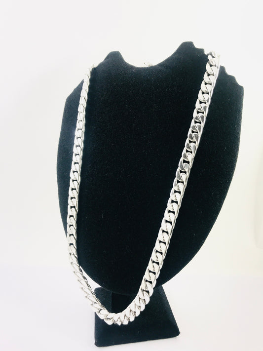 Heavy Long Taxco, Mexican 925 Sterling Silver Curb Chain Necklace. 243 g, 28"