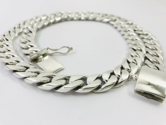 Heavy Long Taxco, Mexican 925 Sterling Silver Curb Chain Necklace. 224g, 26.25"