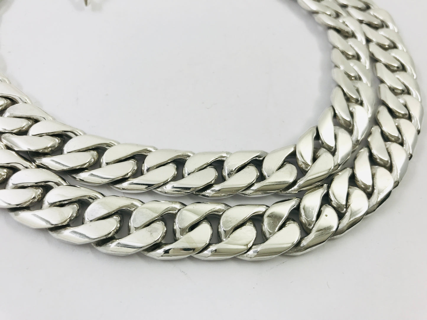 Heavy Long Taxco, Mexican 925 Sterling Silver Curb Chain Necklace. 224g, 26.25"