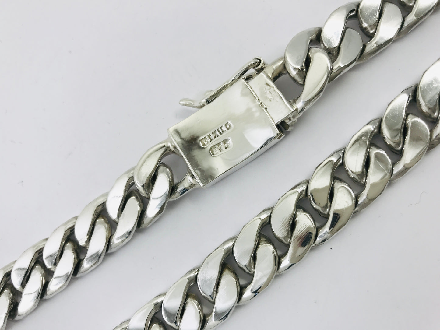 Heavy Long Taxco, Mexican 925 Sterling Silver Curb Chain Necklace. 224g, 26.25"