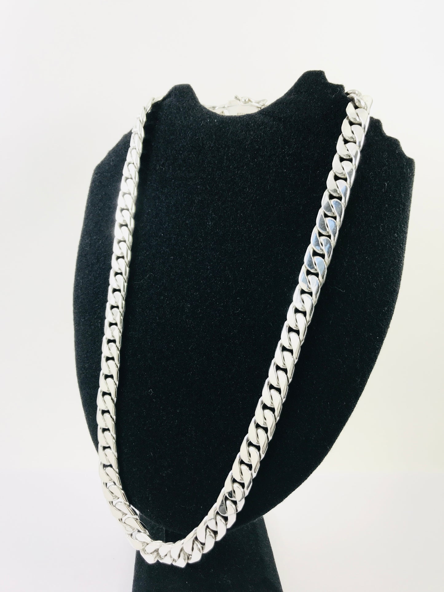 Heavy Long Taxco, Mexican 925 Sterling Silver Curb Chain Necklace. 224g, 26.25"