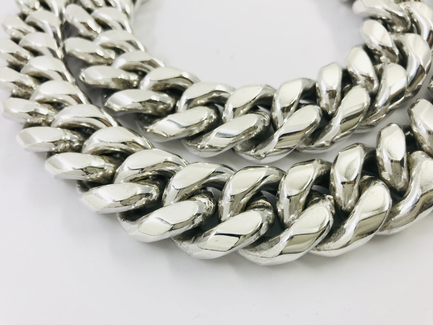 Magnificent Taxco, Mexican 925 Sterling Silver Curb Chain Necklace. 805 g, 25"