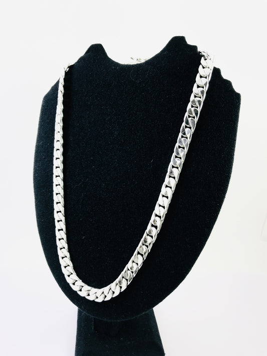 Heavy Taxco Mexican 925 Sterling Silver Cuban/Curb Chain Necklace. 24" 61cm, 152 grams