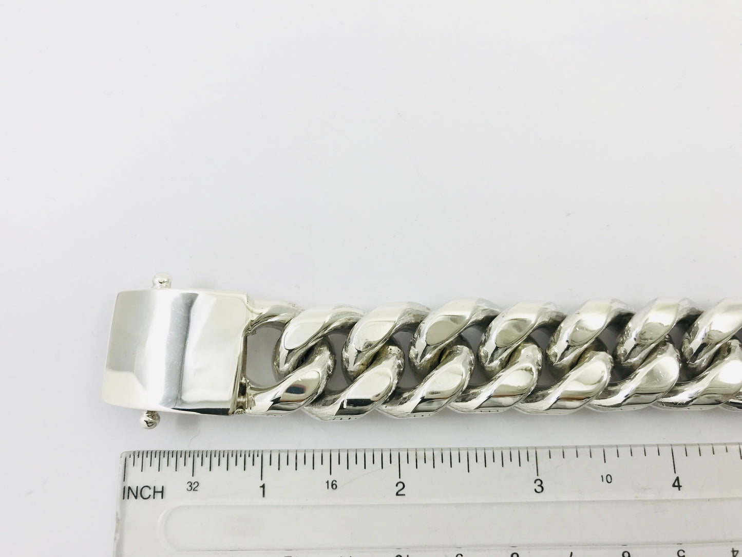 Very Heavy Taxco Mexico 925 Sterling Silver Curb Chain Bracelet. 8.3", 291grams