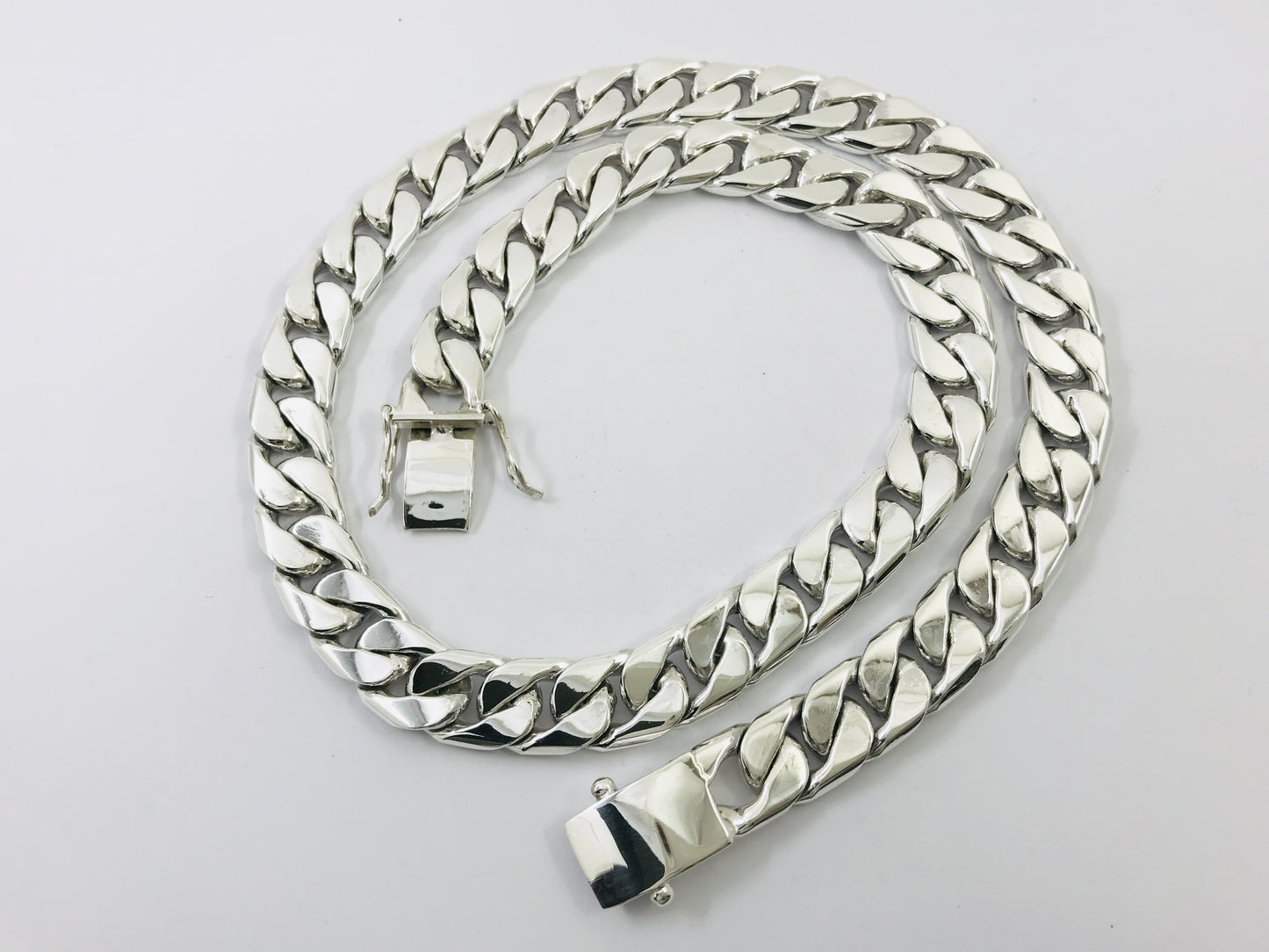 Heavy Long Taxco, Mexican 925 Sterling Silver Curb Chain Necklace. 311 g, 25.75"