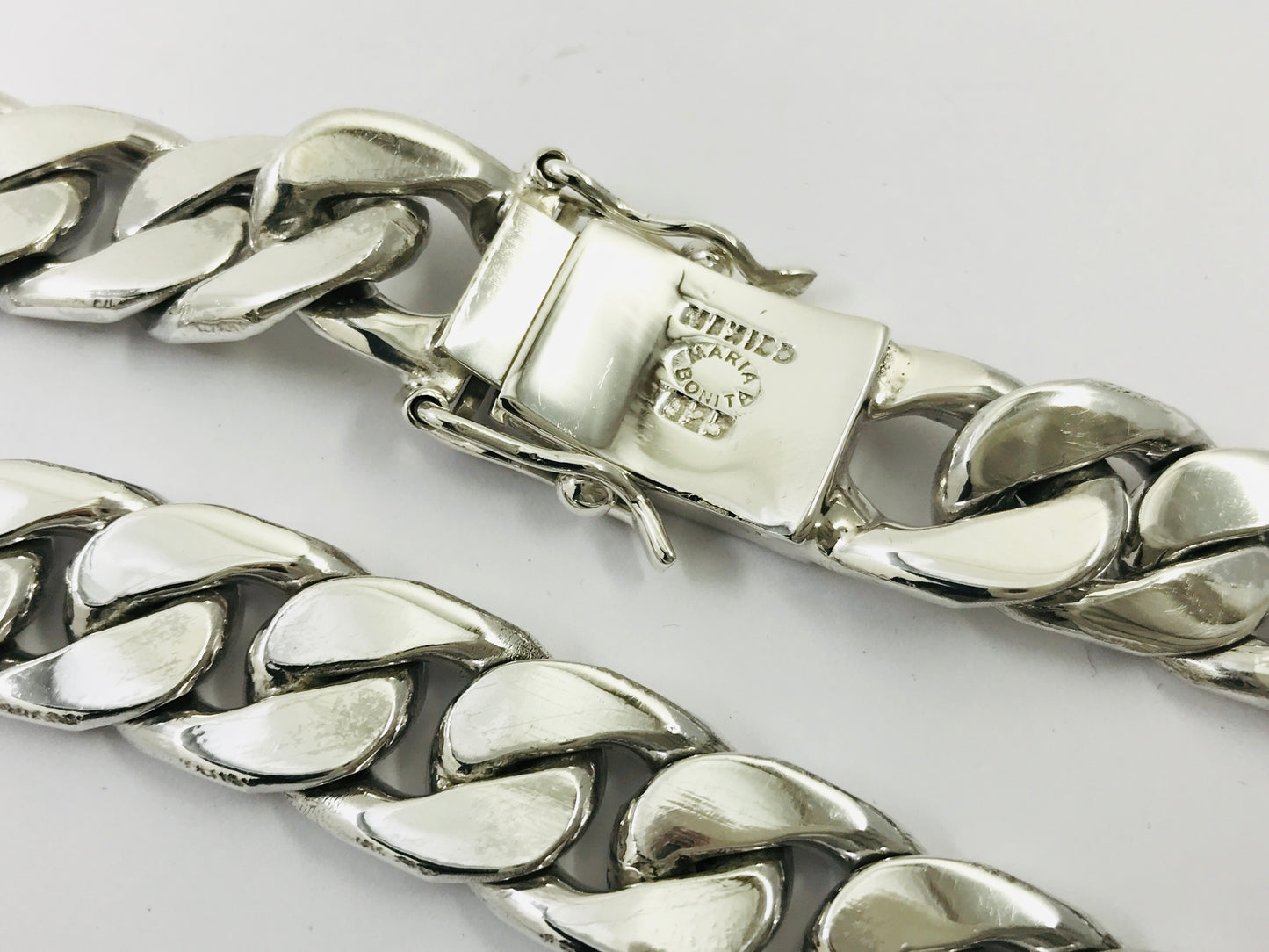 Heavy Long Taxco, Mexican 925 Sterling Silver Curb Chain Necklace. 311 g, 25.75"