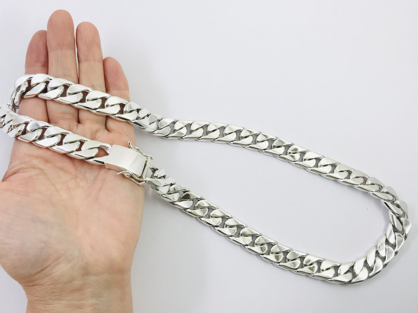 Heavy Long Taxco, Mexican 925 Sterling Silver Curb Chain Necklace. 311 g, 25.75"