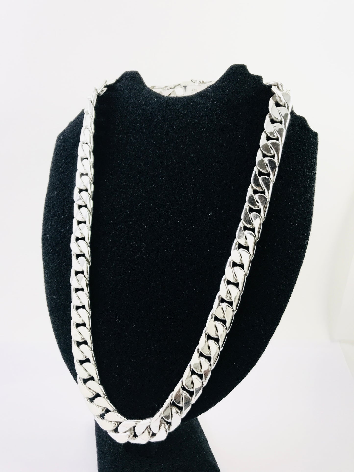 Heavy Long Taxco, Mexican 925 Sterling Silver Curb Chain Necklace. 311 g, 25.75"