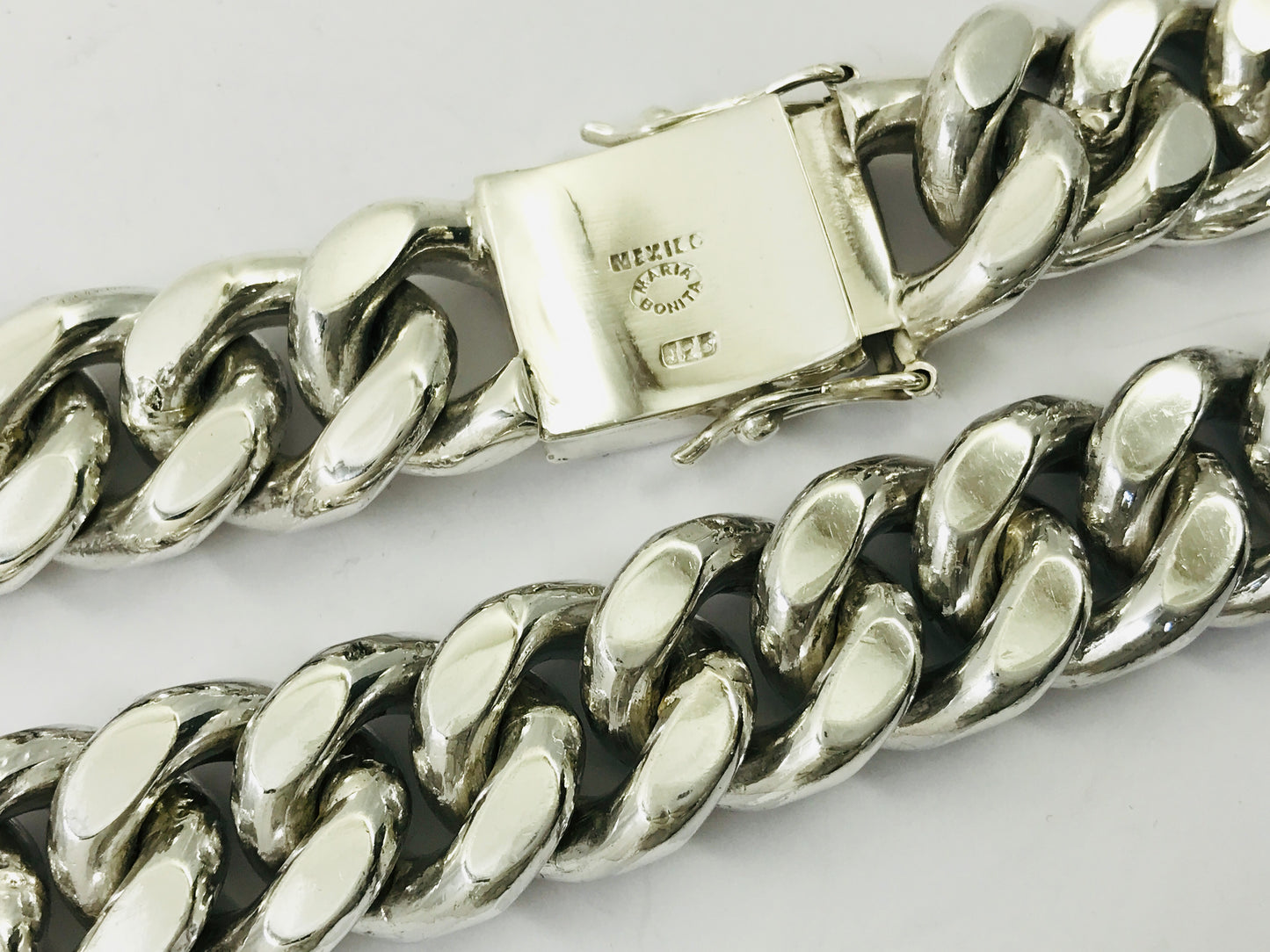 Magnificent Taxco Mexican 925 Sterling Silver Curb Chain Necklace. 676 g, 21.75"