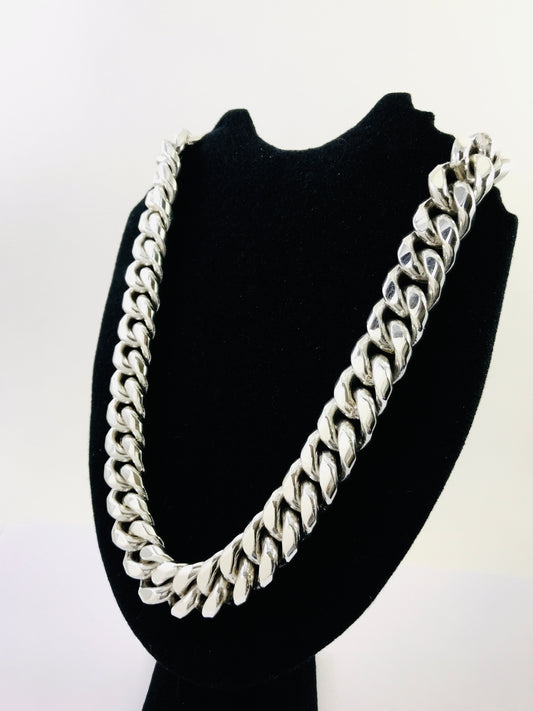Magnificent Taxco, Mexican 925 Sterling Silver Curb Chain Necklace. 739 g, 23.5"