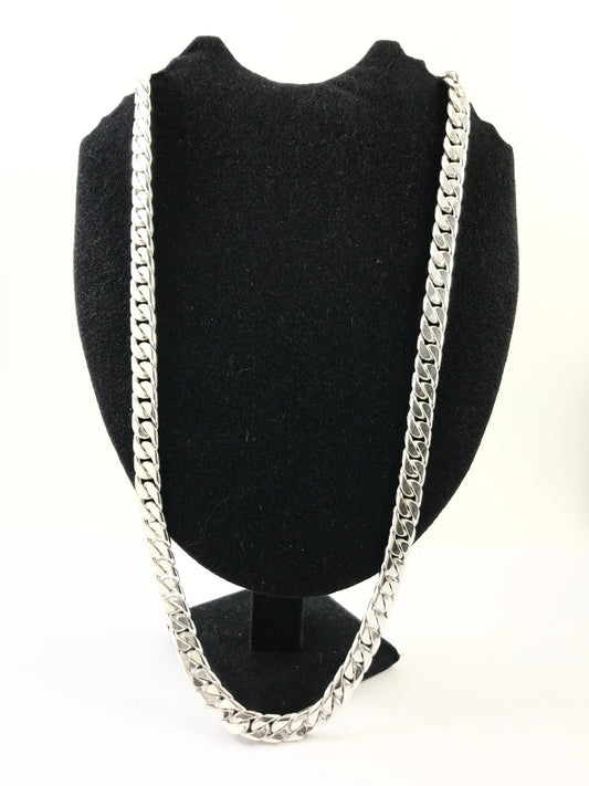 Heavy Taxco, Mexican 925 Sterling Silver Cuban/Curb Chain Necklace. 192g, 30"
