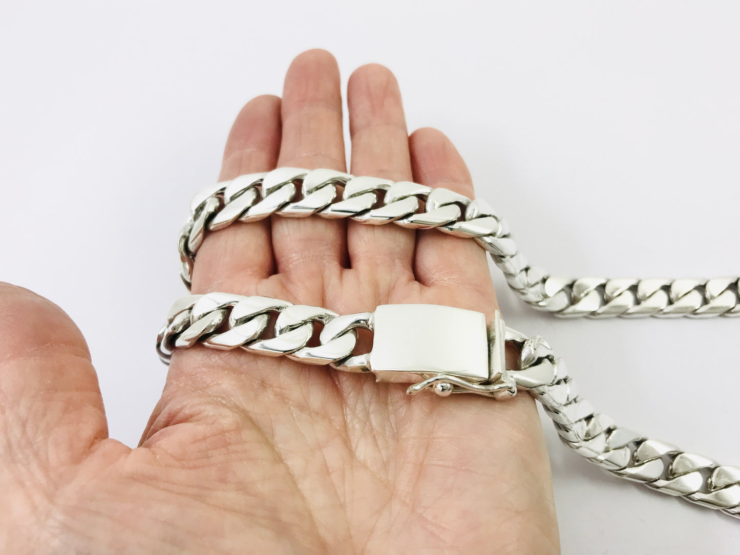 Heavy Taxco Mexican 925 Sterling Silver Curb Chain Necklace. 26" 66cm, 219 grams