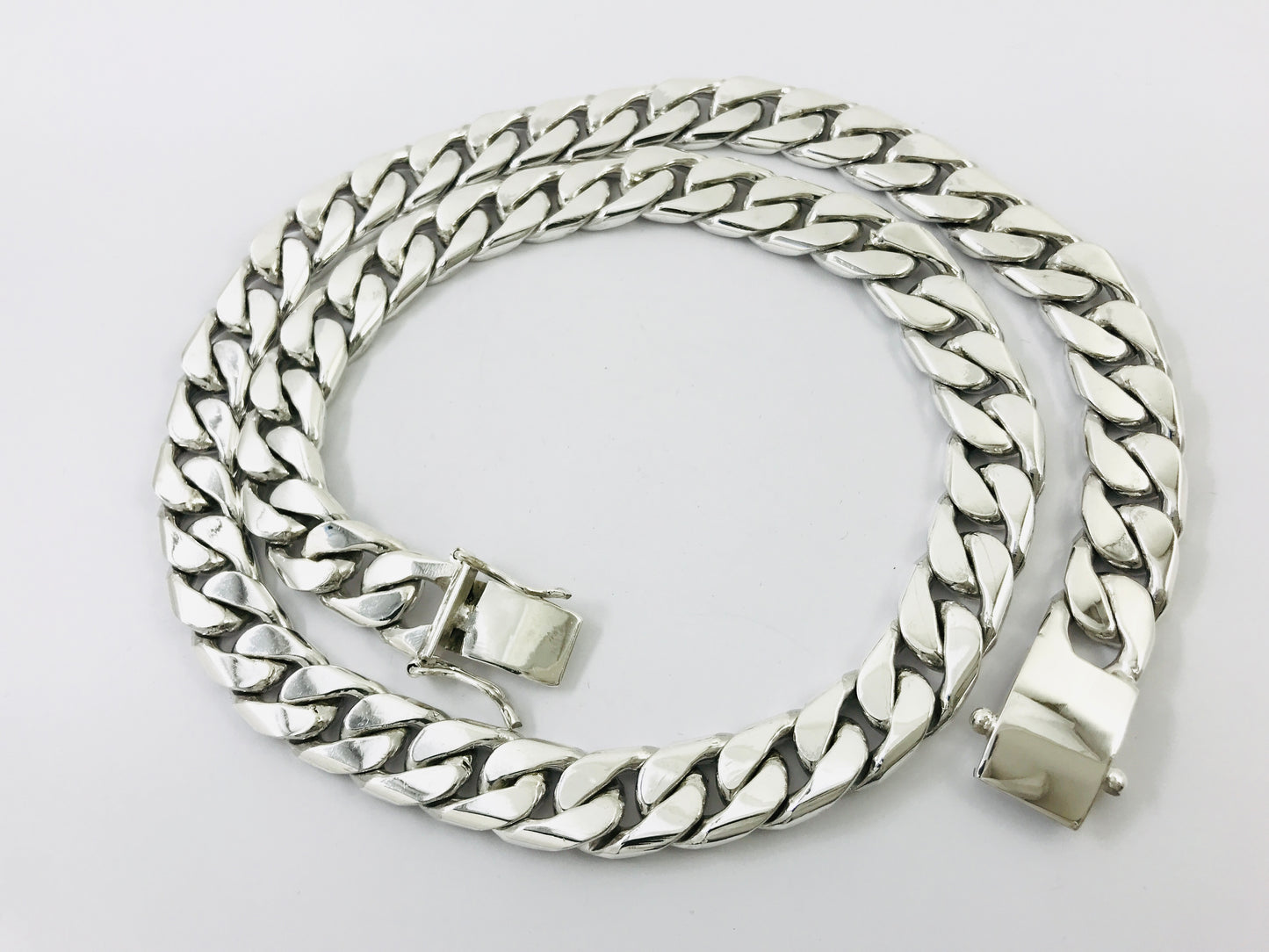 Heavy Long Taxco, Mexican 925 Sterling Silver Curb Chain Necklace. 330 g, 27.5"