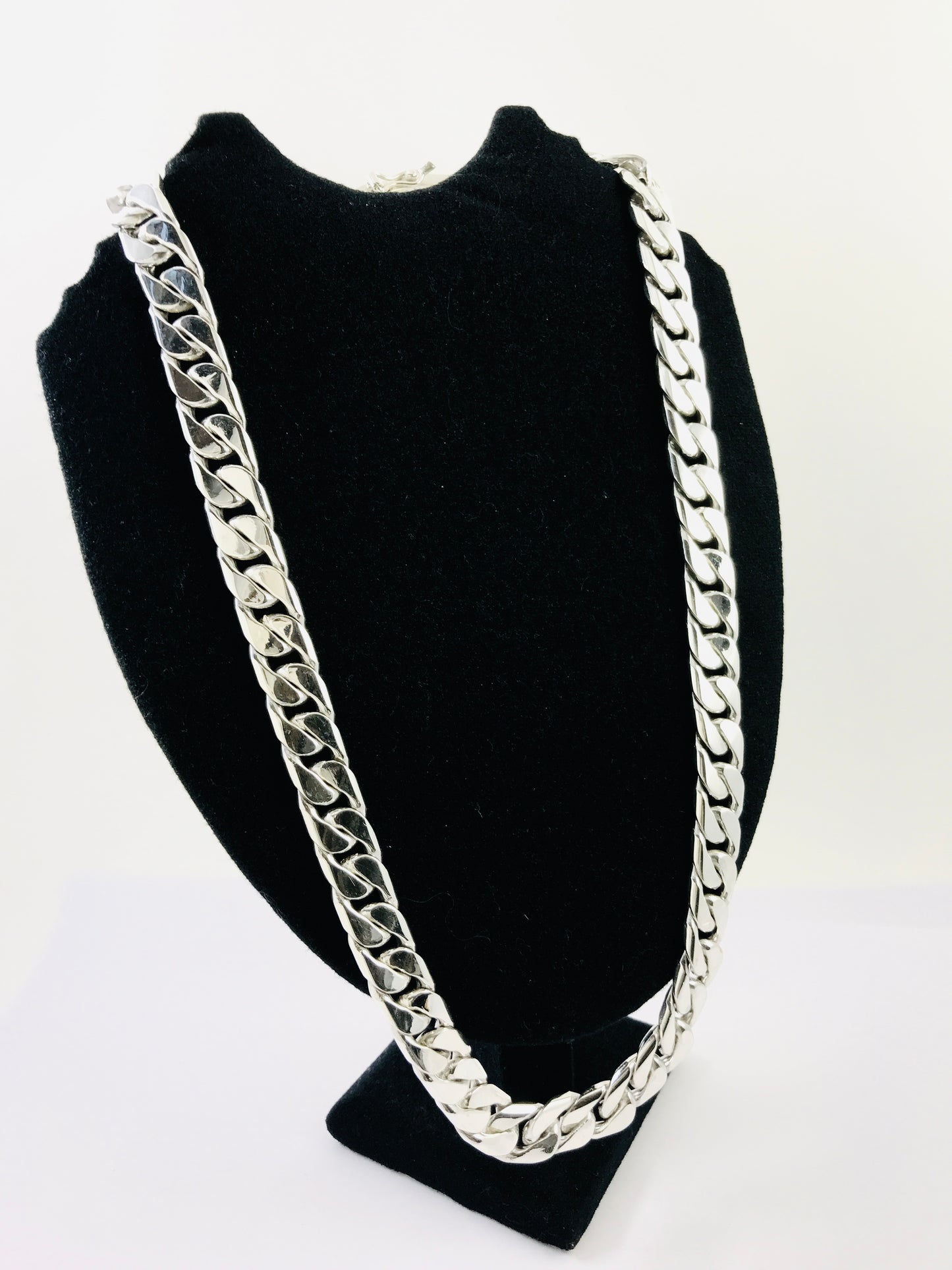 Heavy Long Taxco, Mexican 925 Sterling Silver Curb Chain Necklace. 330 g, 27.5"