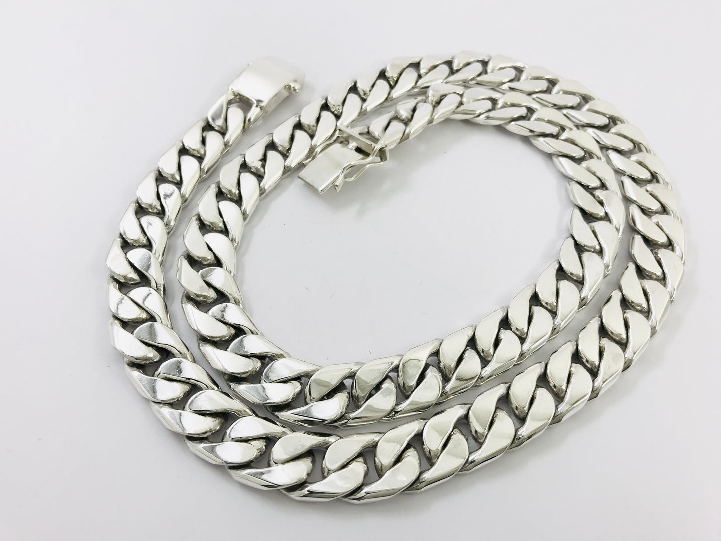 Heavy Long Taxco, Mexican 925 Sterling Silver Curb Chain Necklace. 356 g, 29.75"