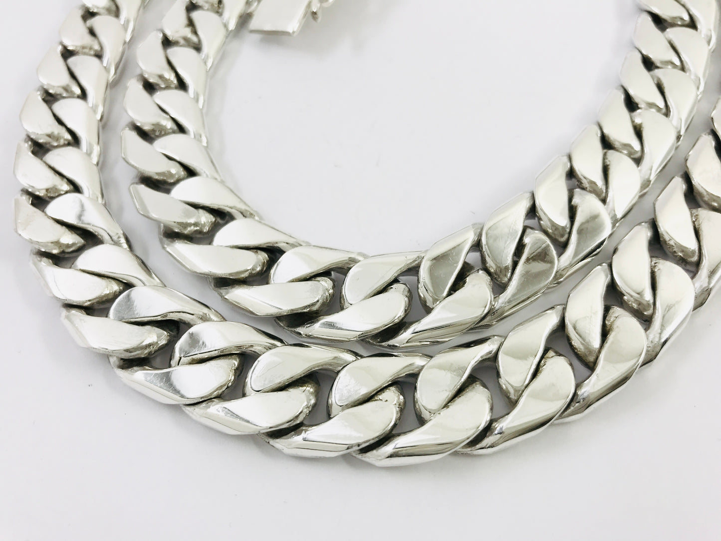 Heavy Long Taxco, Mexican 925 Sterling Silver Curb Chain Necklace. 356 g, 29.75"