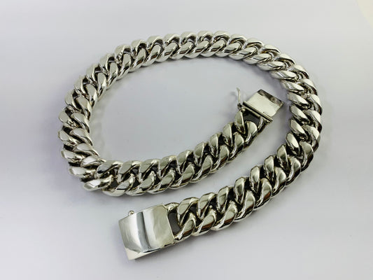 Heavy Taxco, Mexican 925 Sterling Silver Cuban/Curb Chain Necklace. 921 g, 23.6"