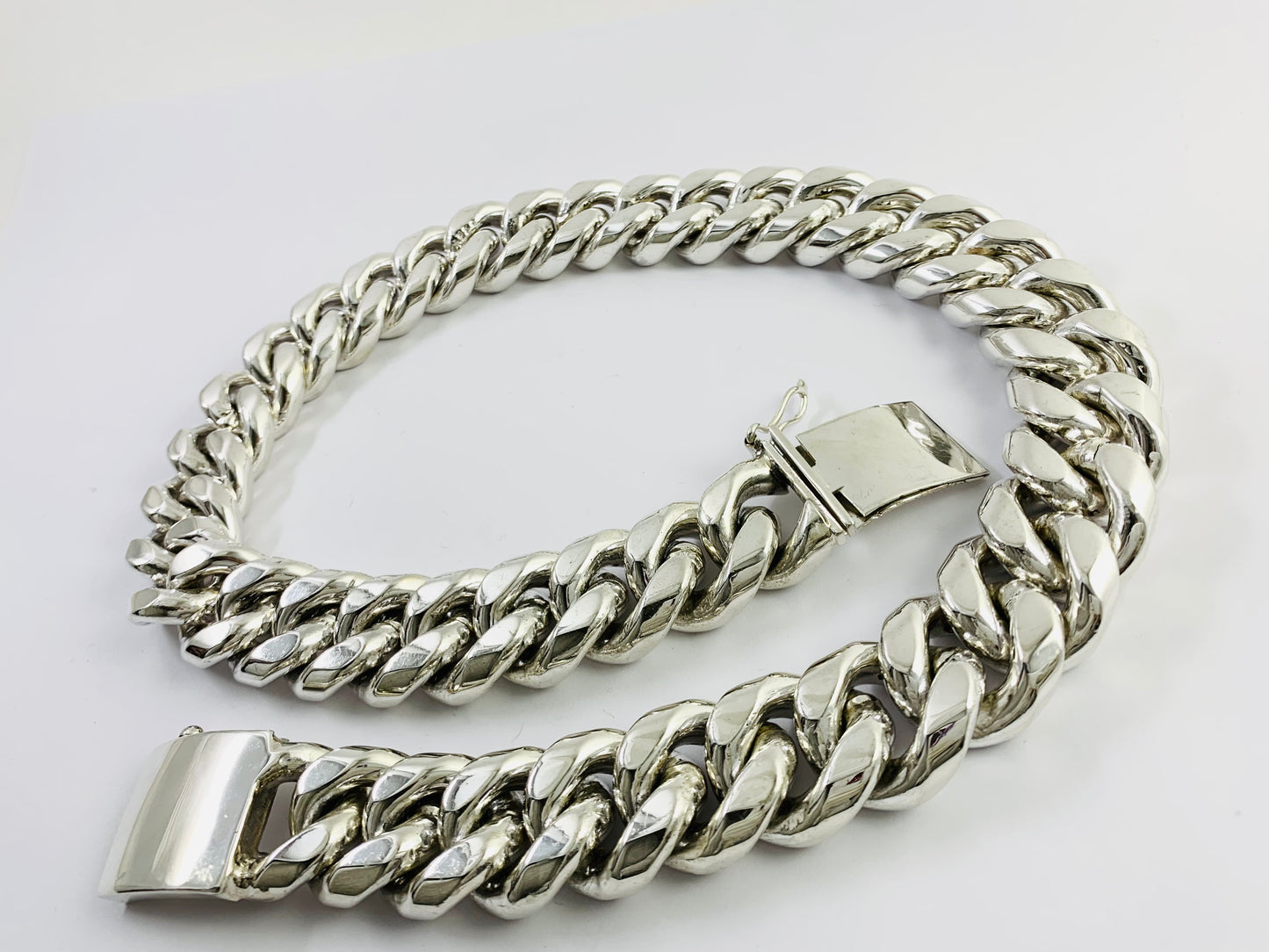 Heavy Taxco, Mexican 925 Sterling Silver Cuban/Curb Chain Necklace. 921 g, 23.6"