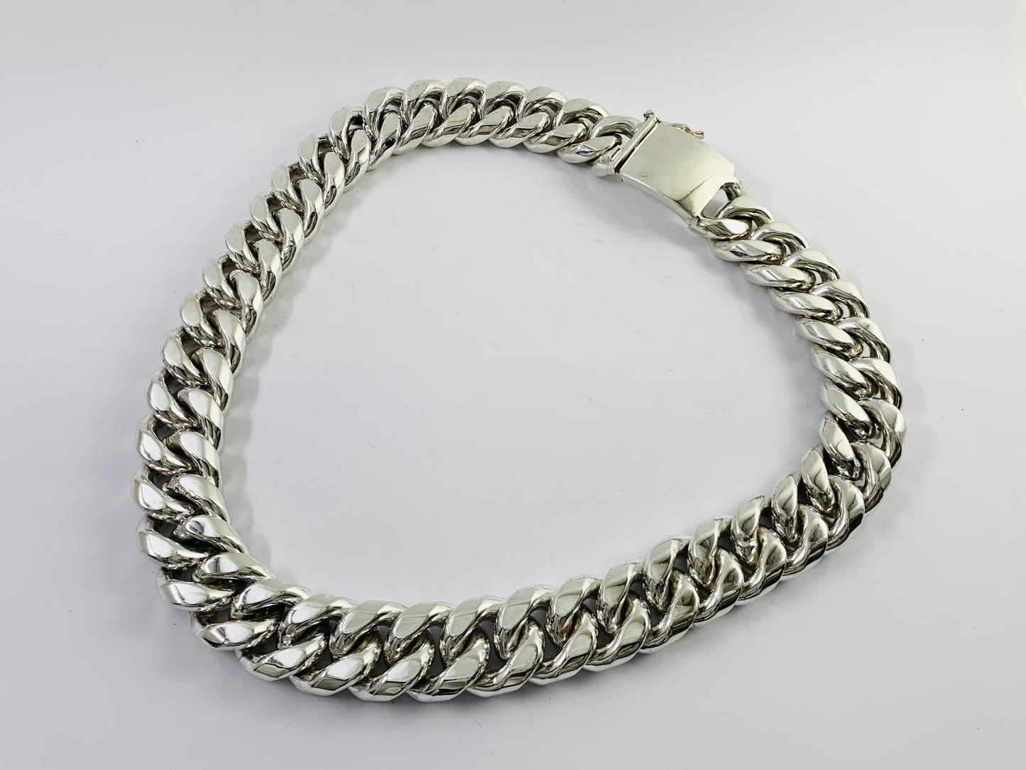 Heavy Taxco, Mexican 925 Sterling Silver Cuban/Curb Chain Necklace. 921 g, 23.6"