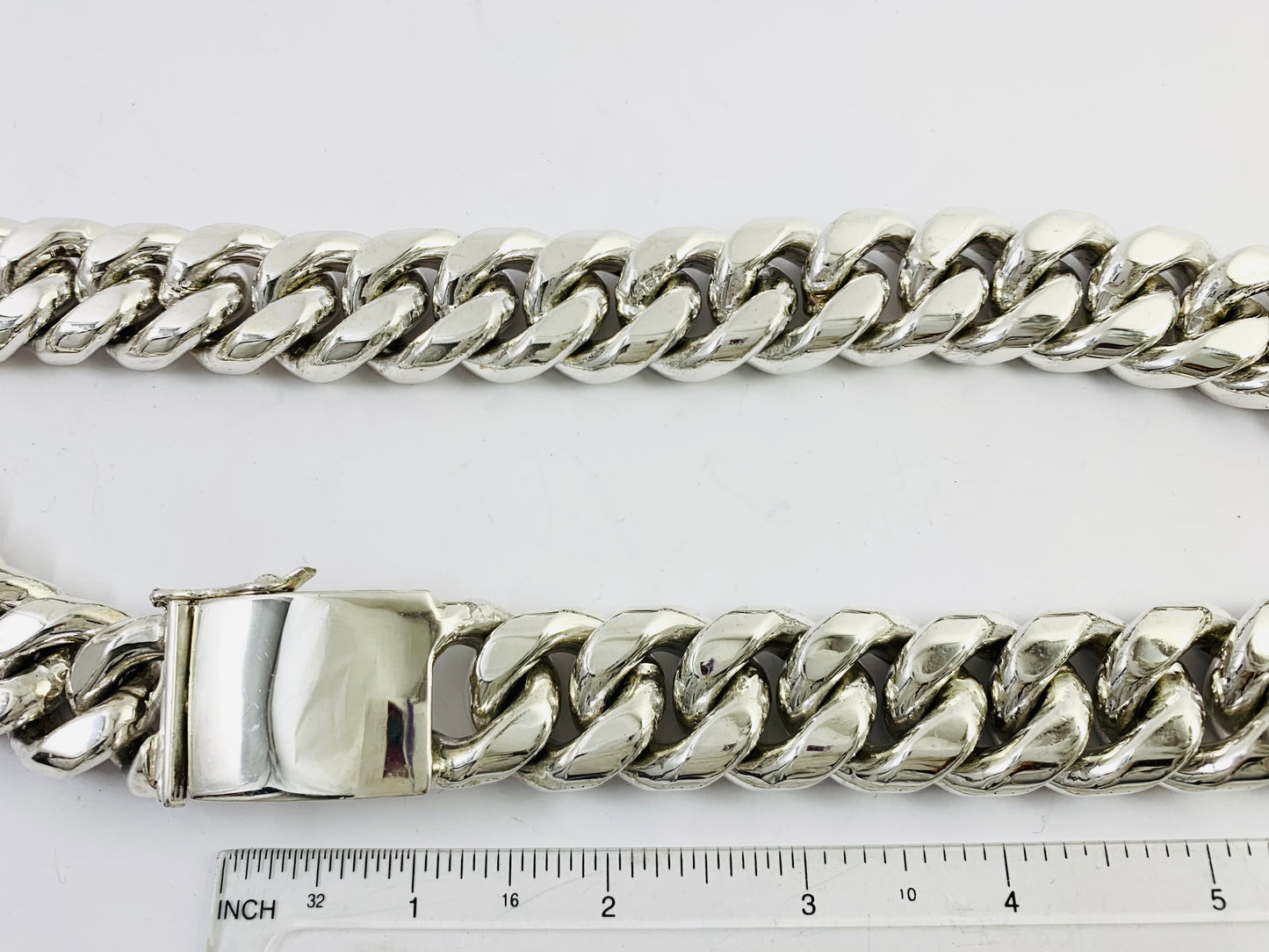 Heavy Taxco, Mexican 925 Sterling Silver Cuban/Curb Chain Necklace. 921 g, 23.6"