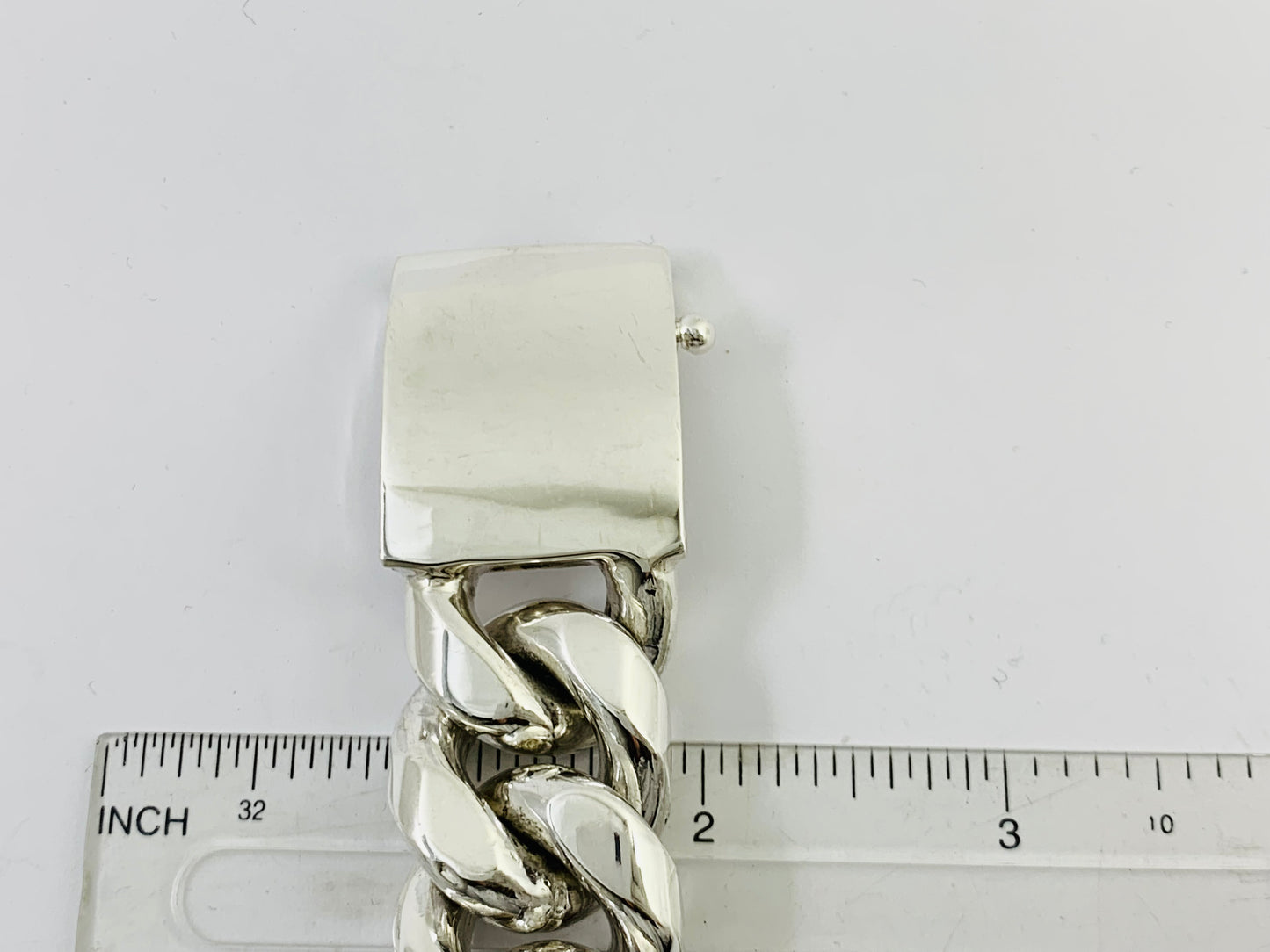 Very Heavy Taxco Mexico 925 Sterling Silver Curb Chain Bracelet. 8.3", 357 grams