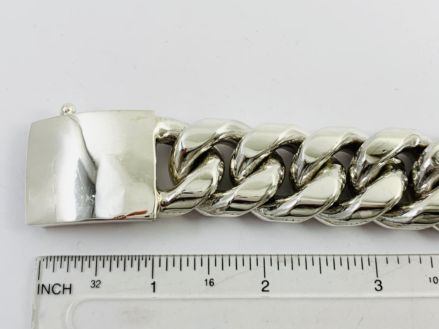 Very Heavy Taxco Mexico 925 Sterling Silver Curb Chain Bracelet. 8.3", 357 grams