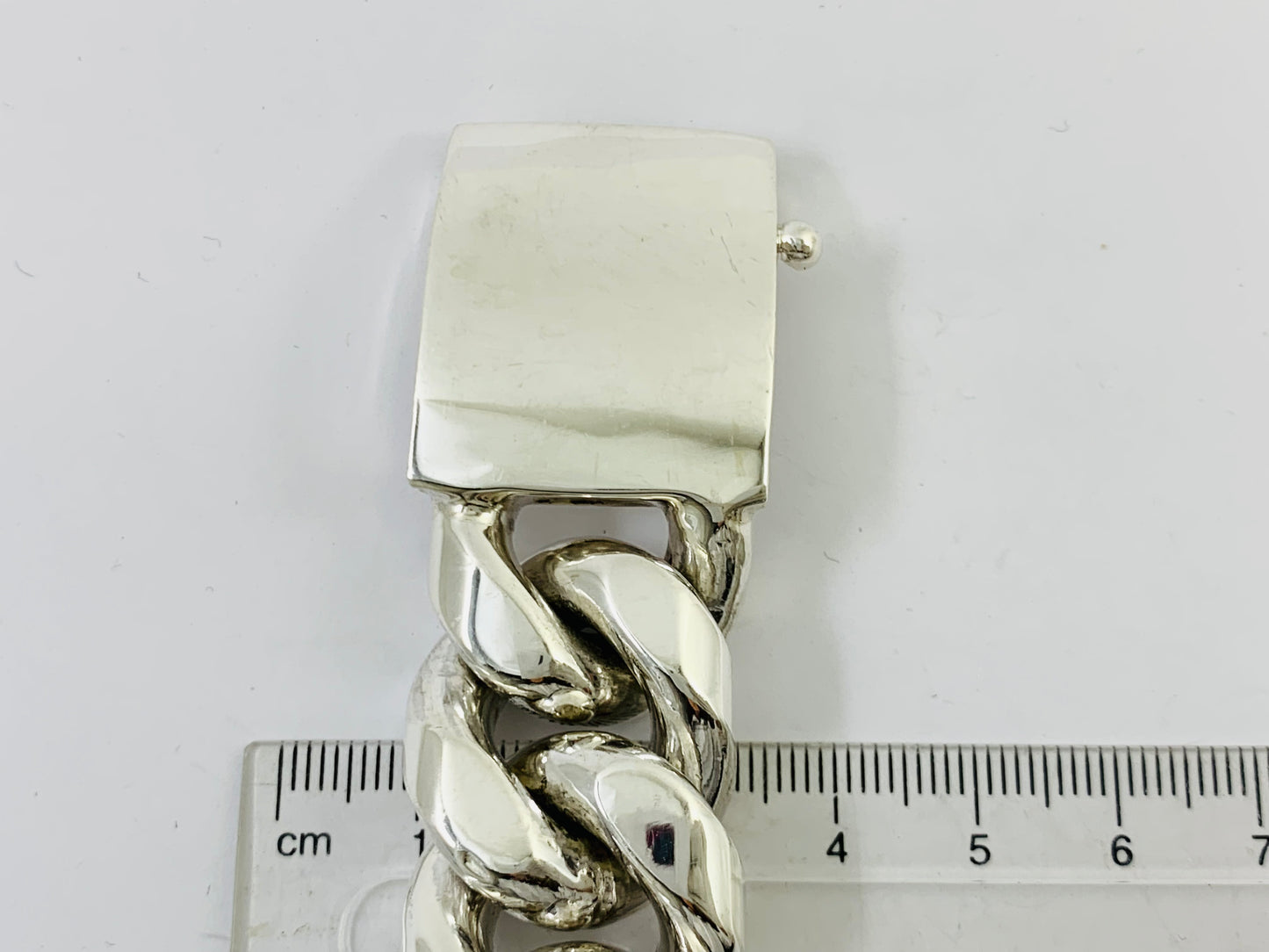 Very Heavy Taxco Mexico 925 Sterling Silver Curb Chain Bracelet. 8.3", 357 grams