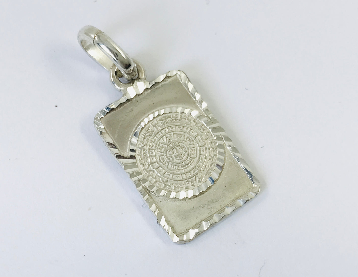 Taxco, Mexican 925 Sterling Silver Aztec Calendar (Sun Stone) Pendant Top. Plain