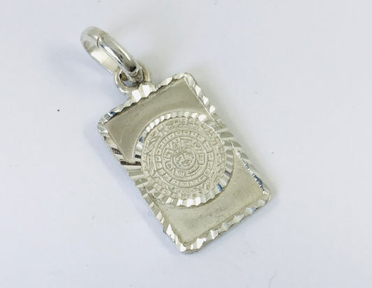 Taxco, Mexican 925 Sterling Silver Aztec Calendar (Sun Stone) Pendant Top. Plain
