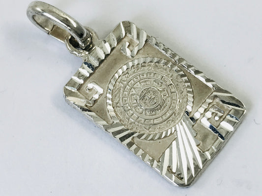Taxco, Mexican 925 Sterling Silver Aztec Calendar (Sun Stone) Pendant Top