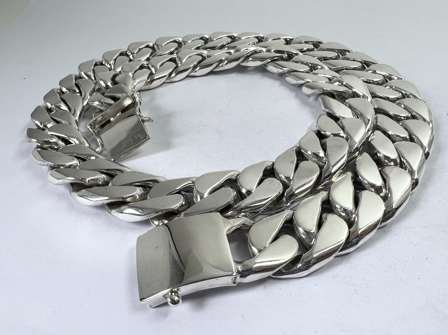 Very Long Heavy Taxco, Mexican 925 Sterling Silver Curb Chain Necklace. 745g 30"